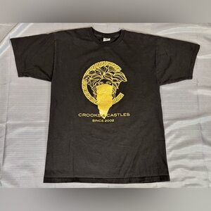 Crooks & Castles Medusa Logo Graphic Tee Black Gold Size Large